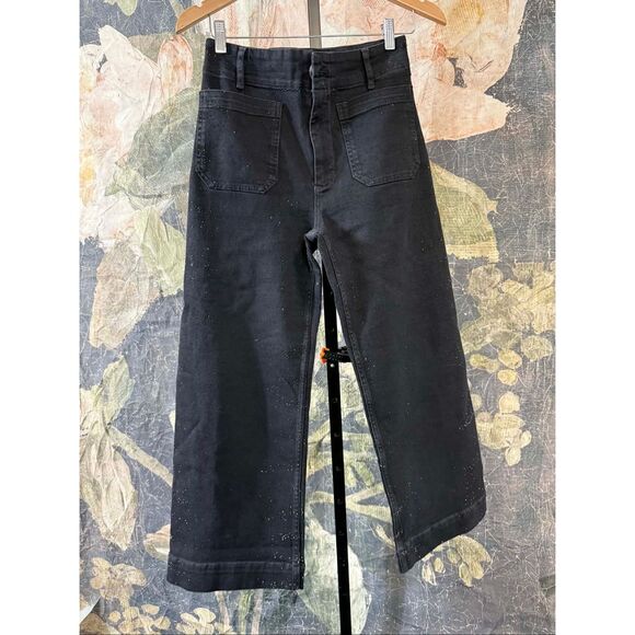 New Anthropologie The Colette Sparkle Crop High-Rise Wide-Leg Jeans by Maeve Siz - Picture 5 of 11